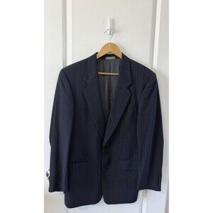 Vintage Holt Renfrew Wool Navy pinstripe Suit Jacket Blazer Sporty 42R*no tag